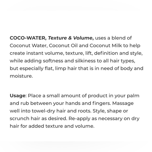 Taya Coco Water Hair Volumizer and Texturizer 4 oz/118 ml NEW - Picture 5 of 5